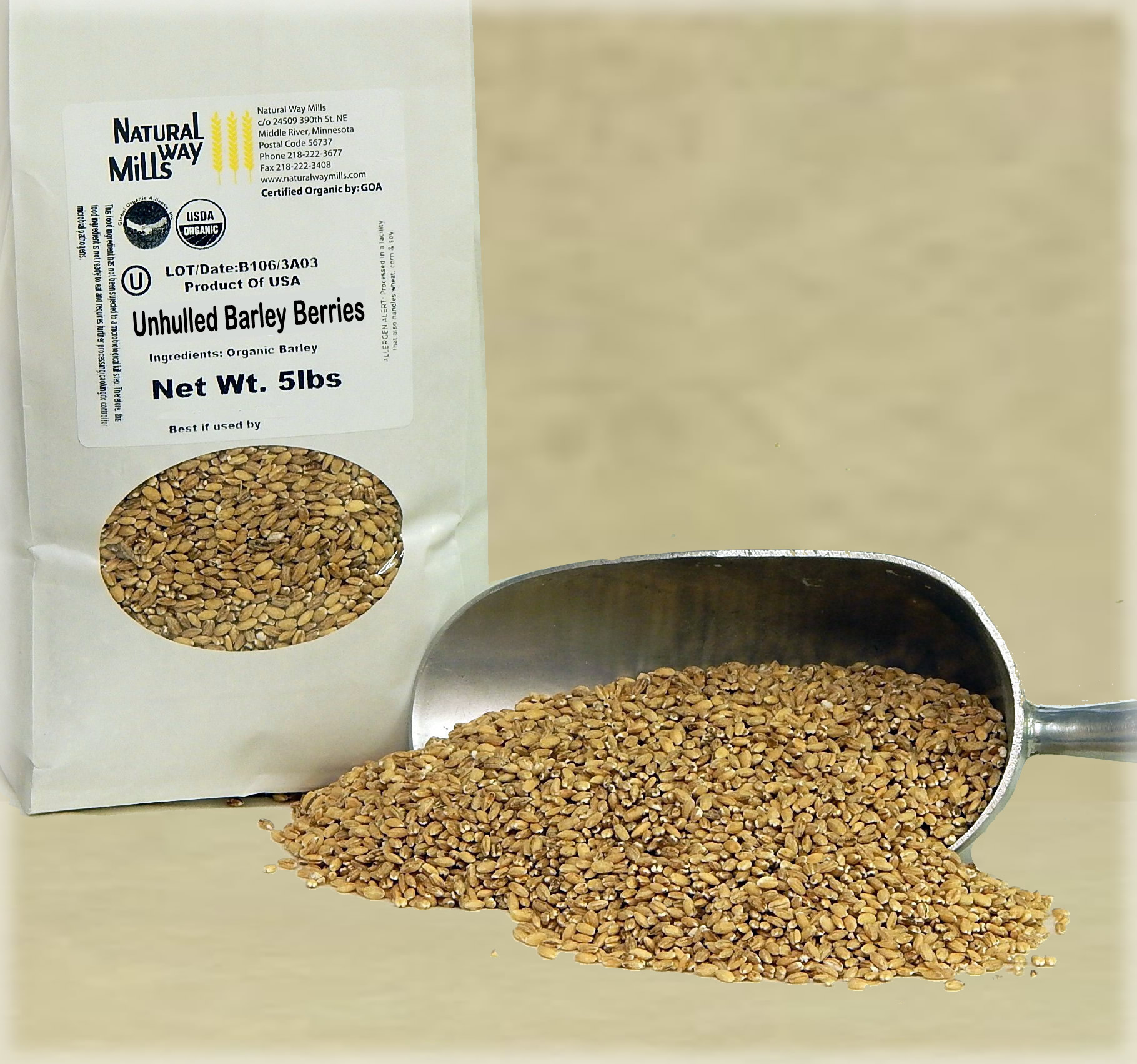 Organic Unhulled Barley Berries